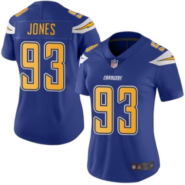 Los Angeles Chargers NFL Football Justin Jones Electric Blue Jersey Women Limited  #93 Rush Vapor Untouchable->los angeles chargers->NFL Jersey